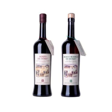 Set Liquore di mirto bianco e rosso Liquoreria Campidano ( Cassetta regalo in legno)