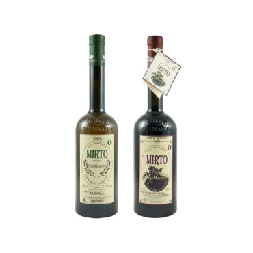 Set Liquore di mirto bianco e rosso San Martino ( Cassetta regalo in legno)